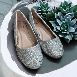 Silver rhinestone Glitter Ballet Flats BAKERS size 7.5 special occasion shoes